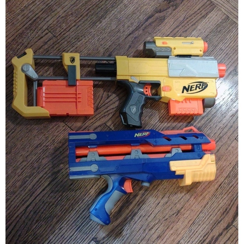 Nerf N-Strike Recon CS-6 Blaster Lot w/ Attachments Scope Stock 2 Clips Blue...